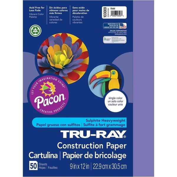 Paper, Const, 9X12, Violt, 50Sh Pk, Tru-Ray, Mfr#: PAC103009